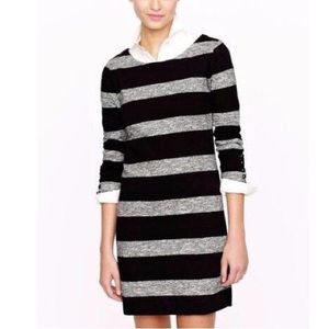 J Crew Striped Maritime Dress Boat Neck Black Gray Sz XS